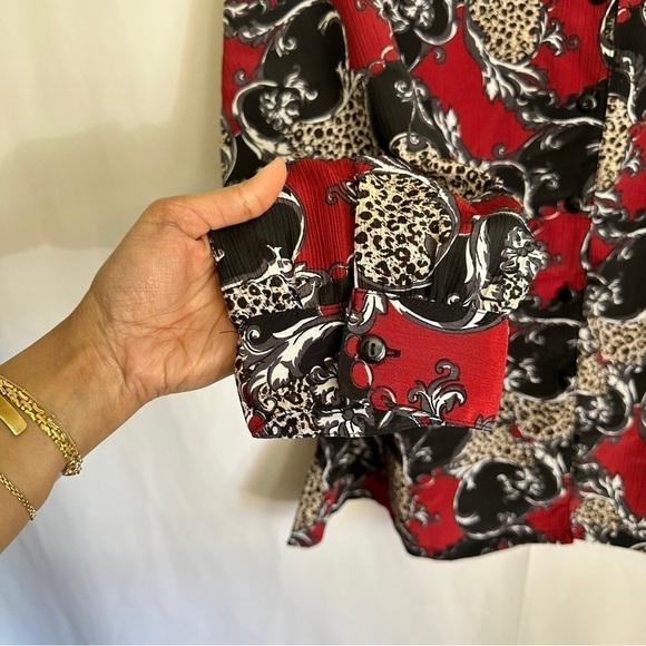 Vintage 90s DonnKenny Women's Plus Size Red Button Up Shirt Abstract Print sz 2X - Picture 3 of 7